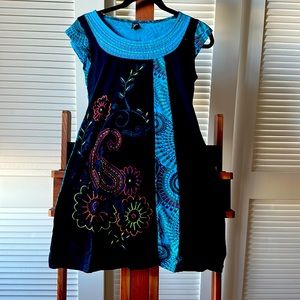 Nepalese Embroidered Tunic Mini Dress S/M